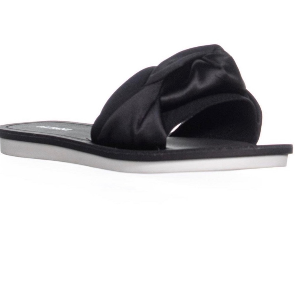 Alfani Noahh Black Bow Flat Slide Sandals Size 6